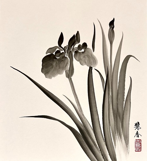 花菖蒲の画 美品 橋作 大特価セール 凄く惹かれます いい絵です